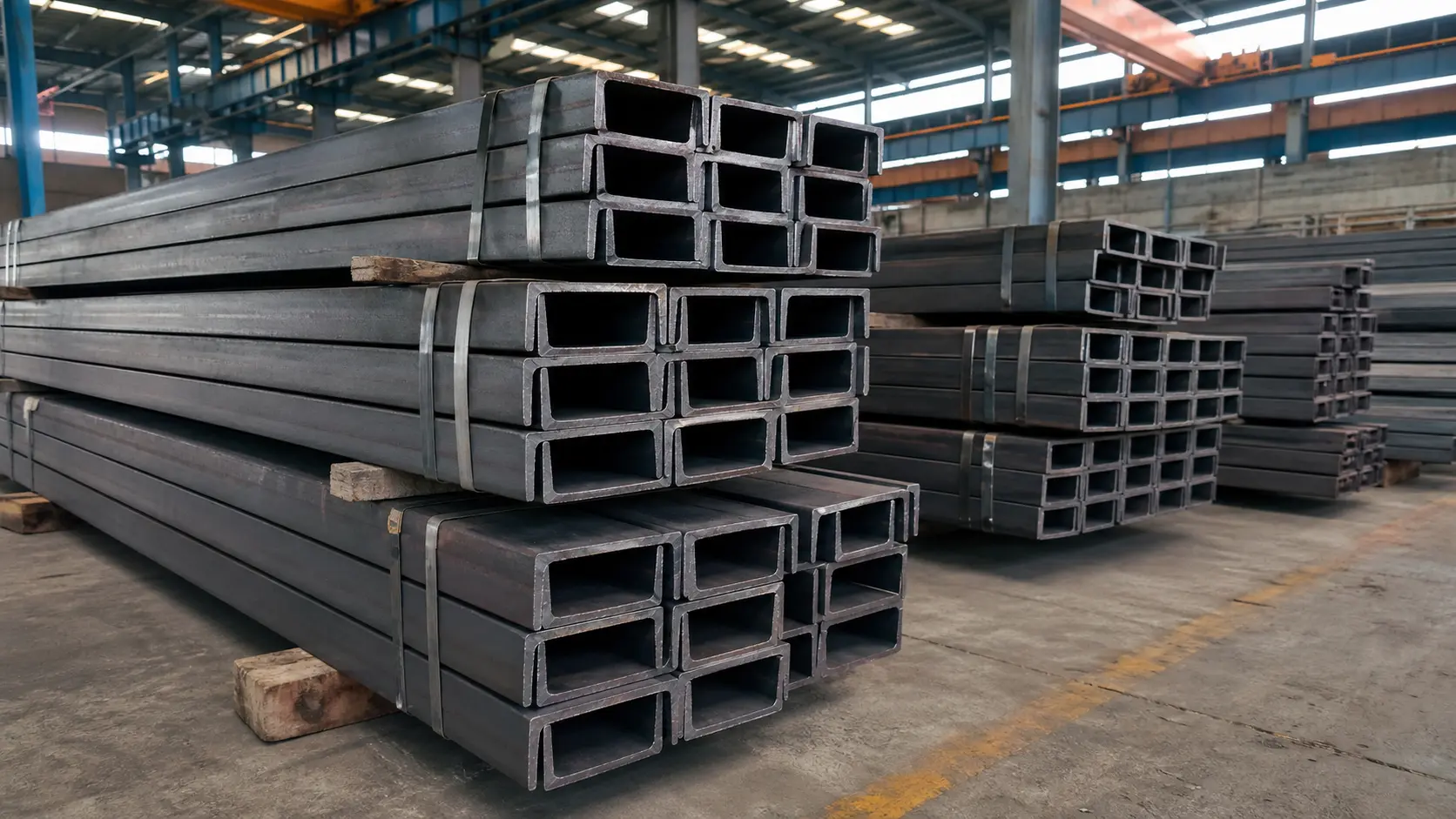 Steel sections in the yard